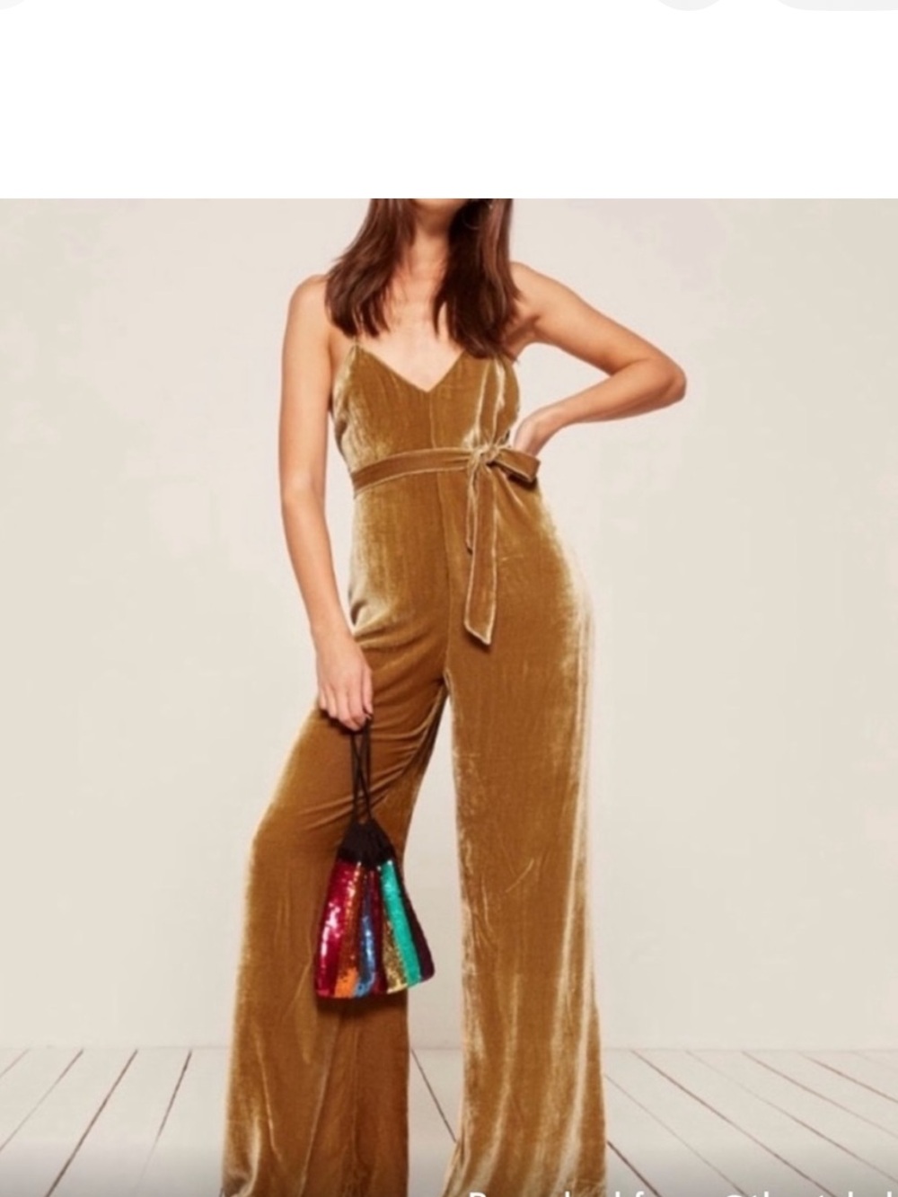 Reformation Black Velvet jumpsuit xs cross cross straps